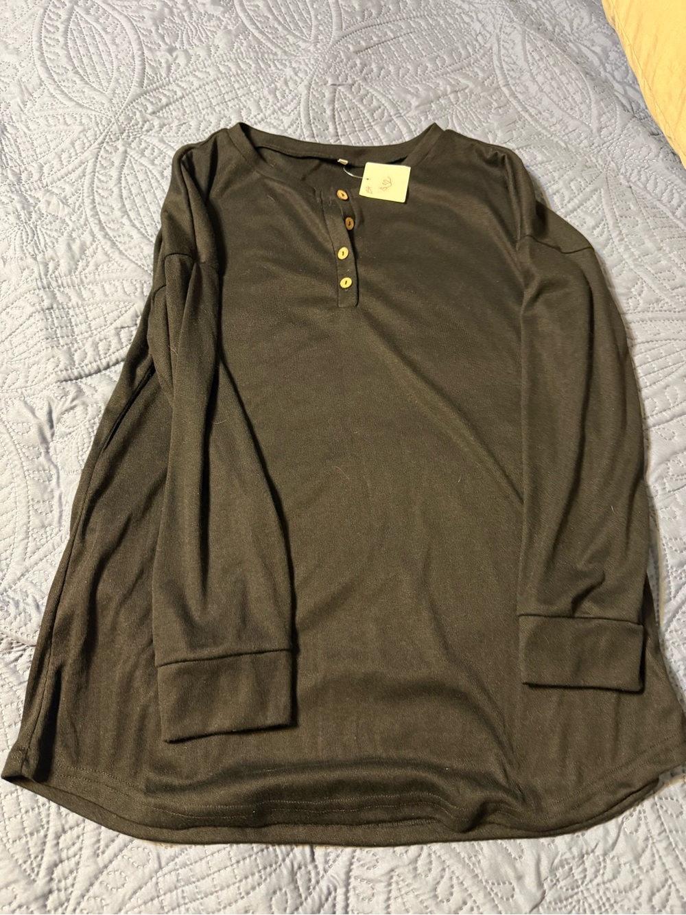 NWT Long Sleeve Henley Top in black